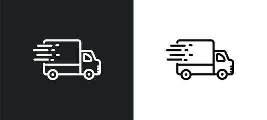 Poster - fast delivery icon isolated in white and black colors. fast delivery outline vector icon from delive