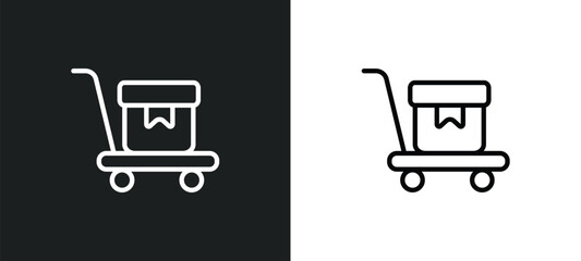 Poster - delivery cart icon isolated in white and black colors. delivery cart outline vector icon from delive
