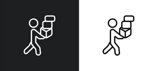 Poster - delivery man icon isolated in white and black colors. delivery man outline vector icon from delivery and logistic collection for web, mobile apps and ui.