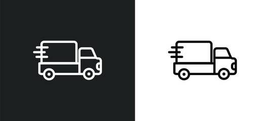 Poster - delivery icon isolated in white and black colors. delivery outline vector icon from delivery and log