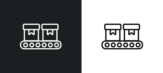 Poster - conveyor icon isolated in white and black colors. conveyor outline vector icon from delivery and log