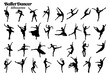 Ballet Dancer silhouette vector illustration set