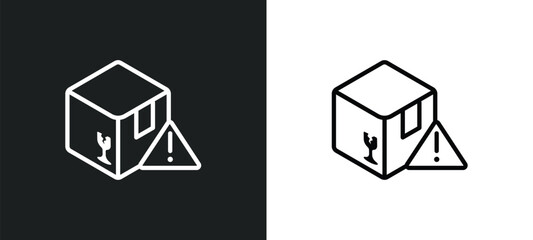 delivery warning icon isolated in white and black colors. delivery warning outline vector icon from delivery and logistic collection for web, mobile apps and ui.