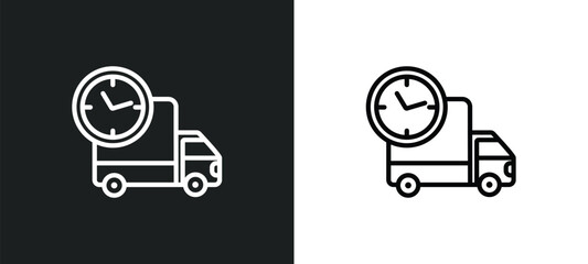 Poster - delivery time icon isolated in white and black colors. delivery time outline vector icon from delivery and logistic collection for web, mobile apps and ui.