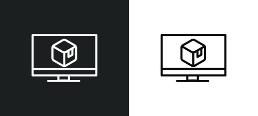 Poster - delivery monitor icon isolated in white and black colors. delivery monitor outline vector icon from delivery and logistic collection for web, mobile apps and ui.