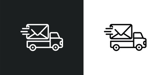 Wall Mural - express mail icon isolated in white and black colors. express mail outline vector icon from delivery and logistic collection for web, mobile apps and ui.