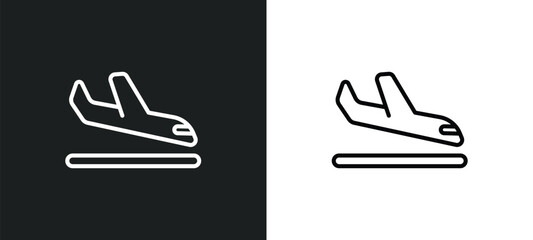 Poster - arrival icon isolated in white and black colors. arrival outline vector icon from delivery and logistic collection for web, mobile apps and ui.