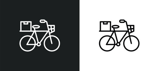 Poster - delivery by bike icon isolated in white and black colors. delivery by bike outline vector icon from 