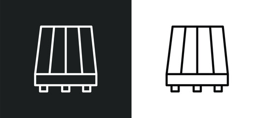 Poster - pallet icon isolated in white and black colors. pallet outline vector icon from delivery and logisti
