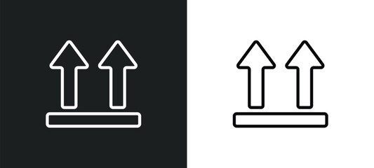 Poster - side up icon isolated in white and black colors. side up outline vector icon from delivery and logistic collection for web, mobile apps and ui.