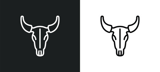 Wall Mural - skull of a bull icon isolated in white and black colors. skull of a bull outline vector icon from cu