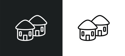 Poster - indian village icon isolated in white and black colors. indian village outline vector icon from cult