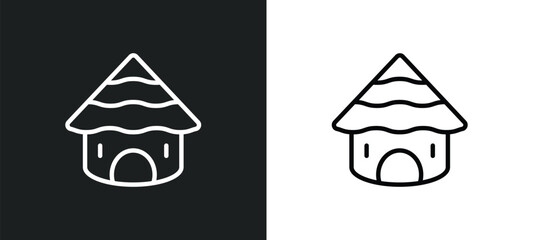 Poster - mud hut icon isolated in white and black colors. mud hut outline vector icon from culture collection