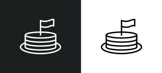 Poster - cake with a flag icon isolated in white and black colors. cake with a flag outline vector icon from culture collection. collection for web, mobile apps and ui.