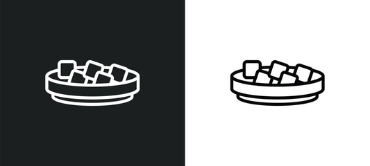 Poster - beef and garlic icon isolated in white and black colors. beef and garlic outline vector icon from culture collection for web, mobile apps ui.