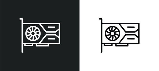 Poster - vga card icon isolated in white and black colors. vga card outline vector icon from cryptocurrency collection for web, mobile apps and ui.