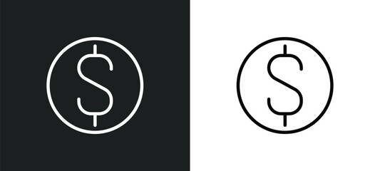Poster - dollar icon isolated in white and black colors. dollar outline vector icon from cryptocurrency collection for web, mobile apps and ui.