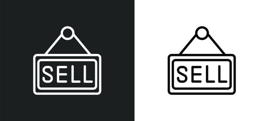 Poster - sell icon isolated in white and black colors. sell outline vector icon from cryptocurrency collection for web, mobile apps and ui.