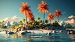 3d illustration, 3d rendering tropical island