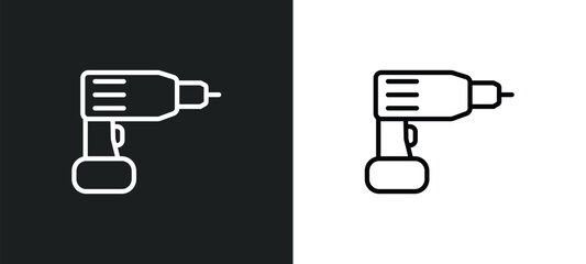 Poster - hand drill icon isolated in white and black colors. hand drill outline vector icon from construction