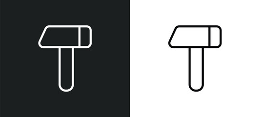 Poster - brick hammer icon isolated in white and black colors. brick hammer outline vector icon from construction tools collection for web, mobile apps and ui.
