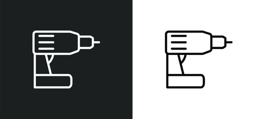 Poster - cordless drill icon isolated in white and black colors. cordless drill outline vector icon from construction tools collection for web, mobile apps and ui.