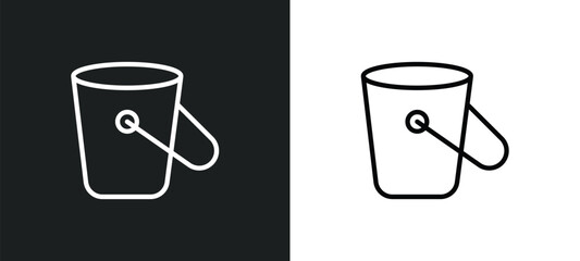 Poster - bucket icon isolated in white and black colors. bucket outline vector icon from construction tools collection for web, mobile apps and ui.