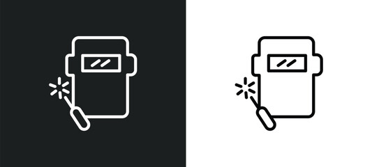 Poster - welding icon isolated in white and black colors. welding outline vector icon from construction collection for web, mobile apps and ui.