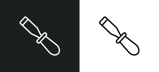 Poster - chisel icon isolated in white and black colors. chisel outline vector icon from construction collection for web, mobile apps and ui.