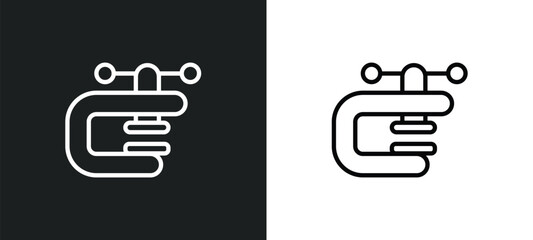 Poster - vise icon isolated in white and black colors. vise outline vector icon from construction collection for web, mobile apps and ui.