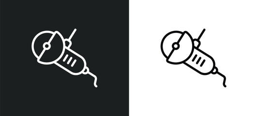 Poster - angle grinder icon isolated in white and black colors. angle grinder outline vector icon from construction collection for web, mobile apps and ui.