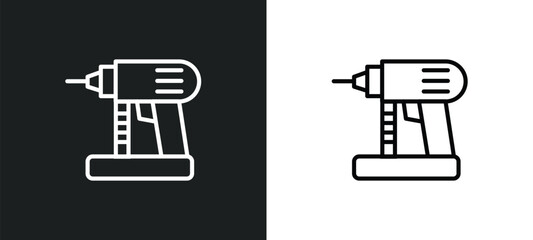 Poster - nail gun icon isolated in white and black colors. nail gun outline vector icon from construction collection for web, mobile apps and ui.