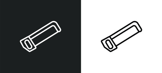 Aufkleber - hacksaw icon isolated in white and black colors. hacksaw outline vector icon from construction collection for web, mobile apps and ui.