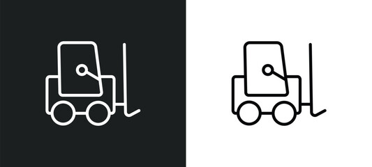 Poster - trolley truck icon isolated in white and black colors. trolley truck outline vector icon from constr