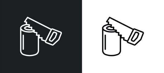Poster - wood saw icon isolated in white and black colors. wood saw outline vector icon from construction collection for web, mobile apps and ui.