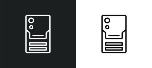 Poster - pc tower icon isolated in white and black colors. pc tower outline vector icon from computer collection for web, mobile apps and ui.