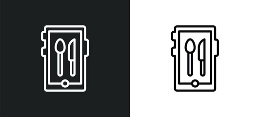 Poster - restaurant app icon isolated in white and black colors. restaurant app outline vector icon from computer collection for web, mobile apps and ui.