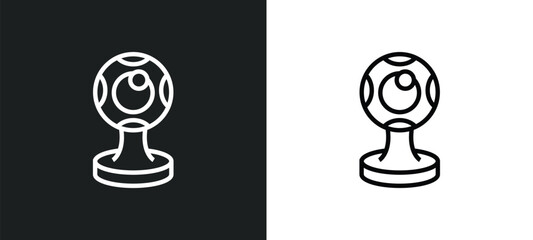 Poster - round webcam icon isolated in white and black colors. round webcam outline vector icon from computer collection for web, mobile apps and ui.