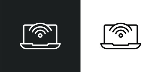 Poster - wi fi icon isolated in white and black colors. wi fi outline vector icon from computer collection for web, mobile apps and ui.