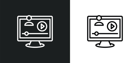 Poster - video lecture icon isolated in white and black colors. video lecture outline vector icon from computer collection for web, mobile apps and ui.
