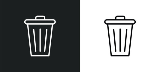 Poster - bin icon isolated in white and black colors. bin outline vector icon from cleaning collection for web, mobile apps and ui.