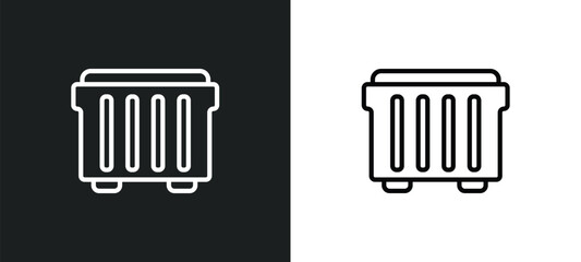 Poster - dumpster icon isolated in white and black colors. dumpster outline vector icon from cleaning collect