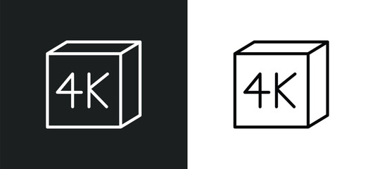 Poster - 4k icon isolated in white and black colors. 4k outline vector icon from cinema collection for web, mobile apps and ui.