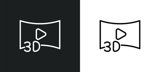 Poster - 3d video icon isolated in white and black colors. 3d video outline vector icon from cinema collection for web, mobile apps and ui.