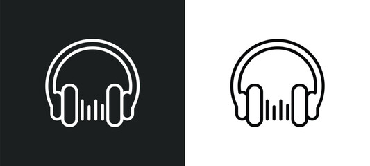 Poster - headphone icon isolated in white and black colors. headphone outline vector icon from cinema collection for web, mobile apps and ui.