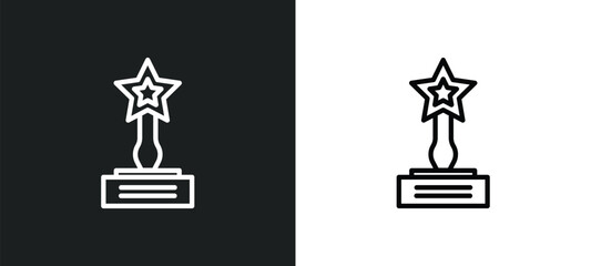 Poster - trophy with a star icon isolated in white and black colors. trophy with a star outline vector icon from cinema collection for web, mobile apps and ui.