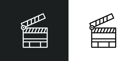 Poster - cinema clapperboard icon isolated in white and black colors. cinema clapperboard outline vector icon from cinema collection for web, mobile apps and ui.