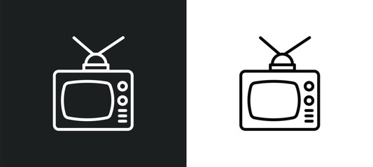 Poster - television with antenna icon isolated in white and black colors. television with antenna outline vector icon from cinema collection for web, mobile apps and ui.