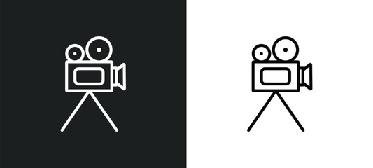 Poster - movie camera icon isolated in white and black colors. movie camera outline vector icon from cinema collection for web, mobile apps and ui.