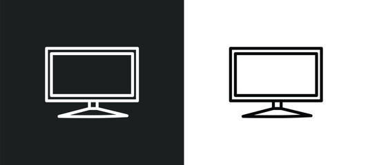 Poster - flat tv icon isolated in white and black colors. flat tv outline vector icon from cinema collection for web, mobile apps and ui.